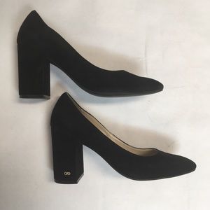 COLE HAAN black suede block heels shoes size 8.5 B